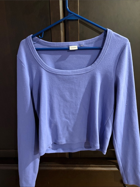Sunday Best Tops - Sunday Best Periwinkle Soft Scoop Neck Long Sleeve Top